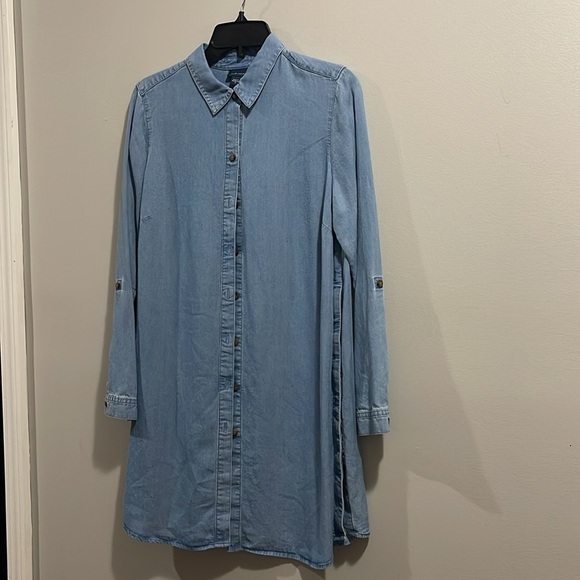 J. Jill Denim Button Down Tunic Long Sleeve Denim Dress - Picture 3 of 10